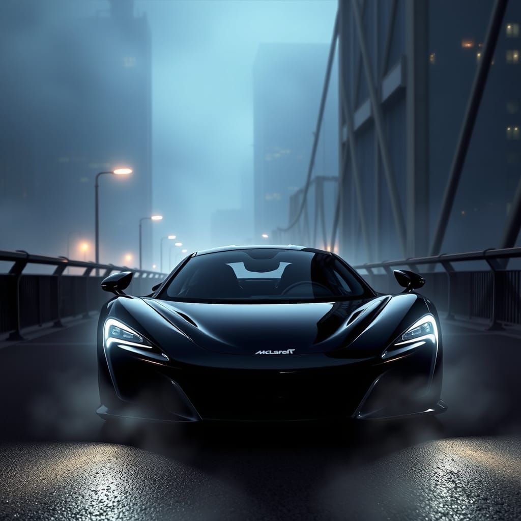 Sleek McLaren 765LT Speeds Through Foggy Cityscape at Night