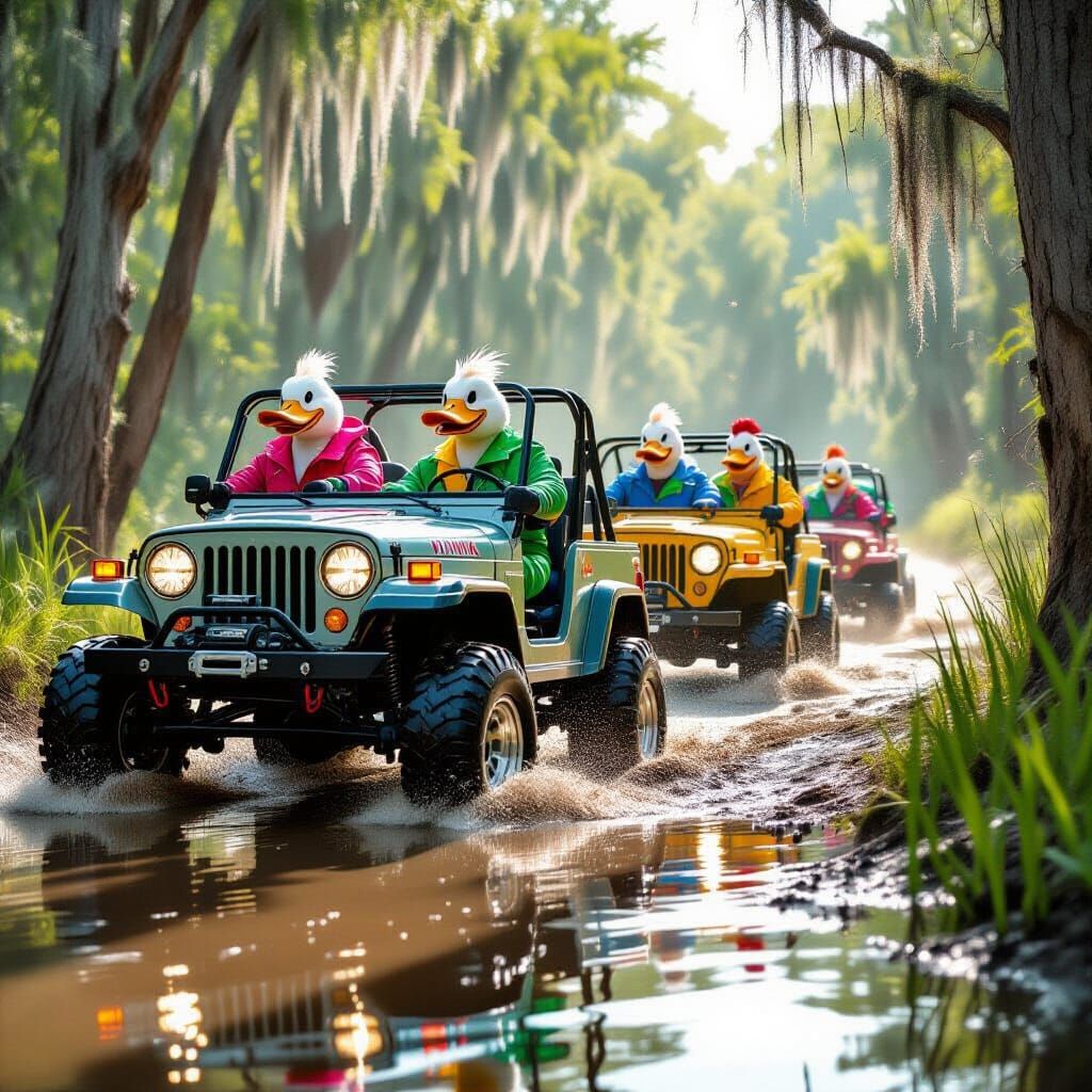 Psychopathic Ducks Mudding in Jeeps Gritty Action Style