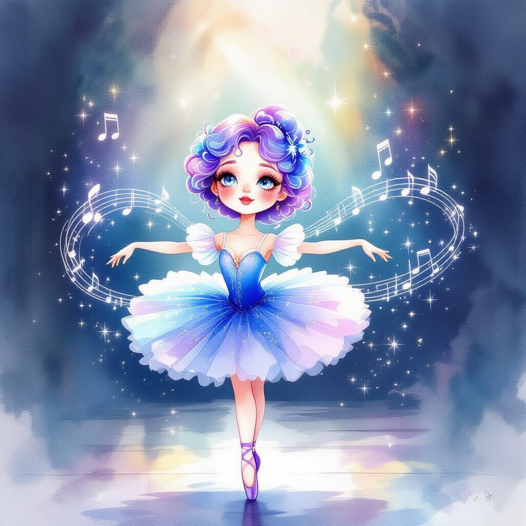 Ethereal Ballet Dancer in Dreamcore Watercolor Salon