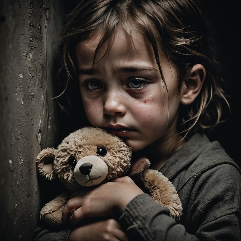 Child's Sorrow: A Close-Up Portrait