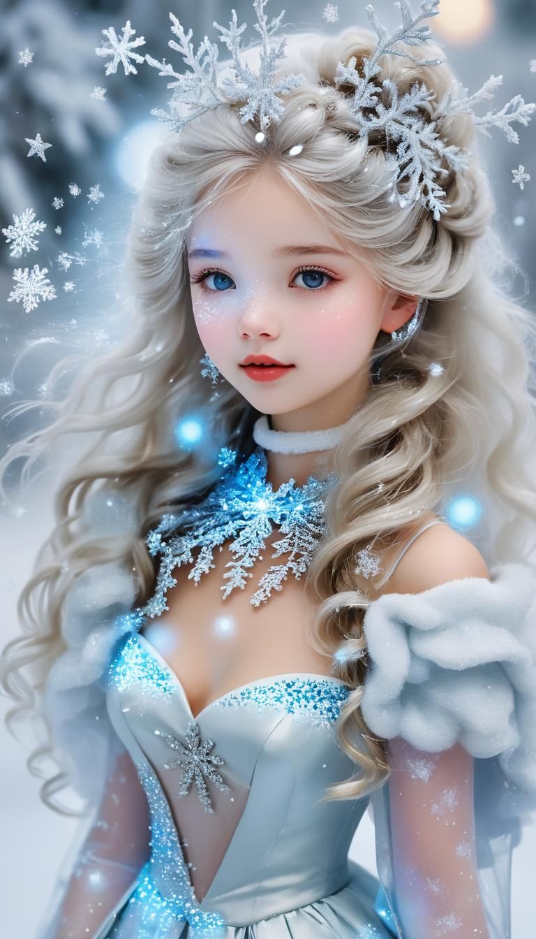 Magical Winter Snow Fairy with Ice Bear