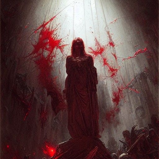 Terrifying Red Transformation, Horror Art