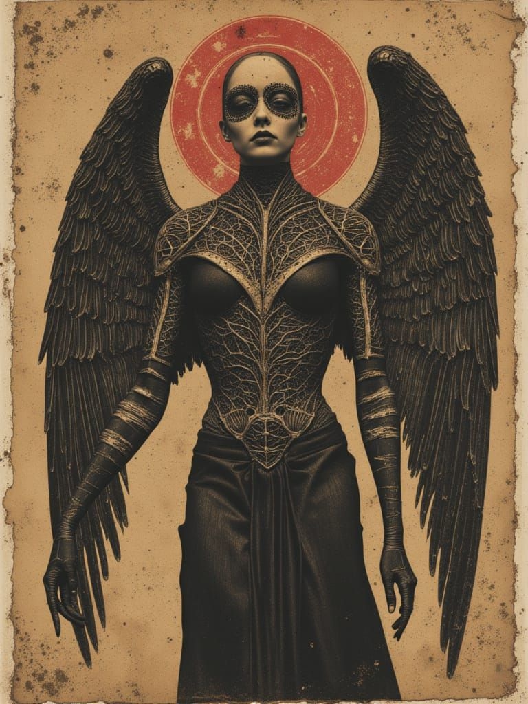 Surreal Art Deco Angel Head Photocollage