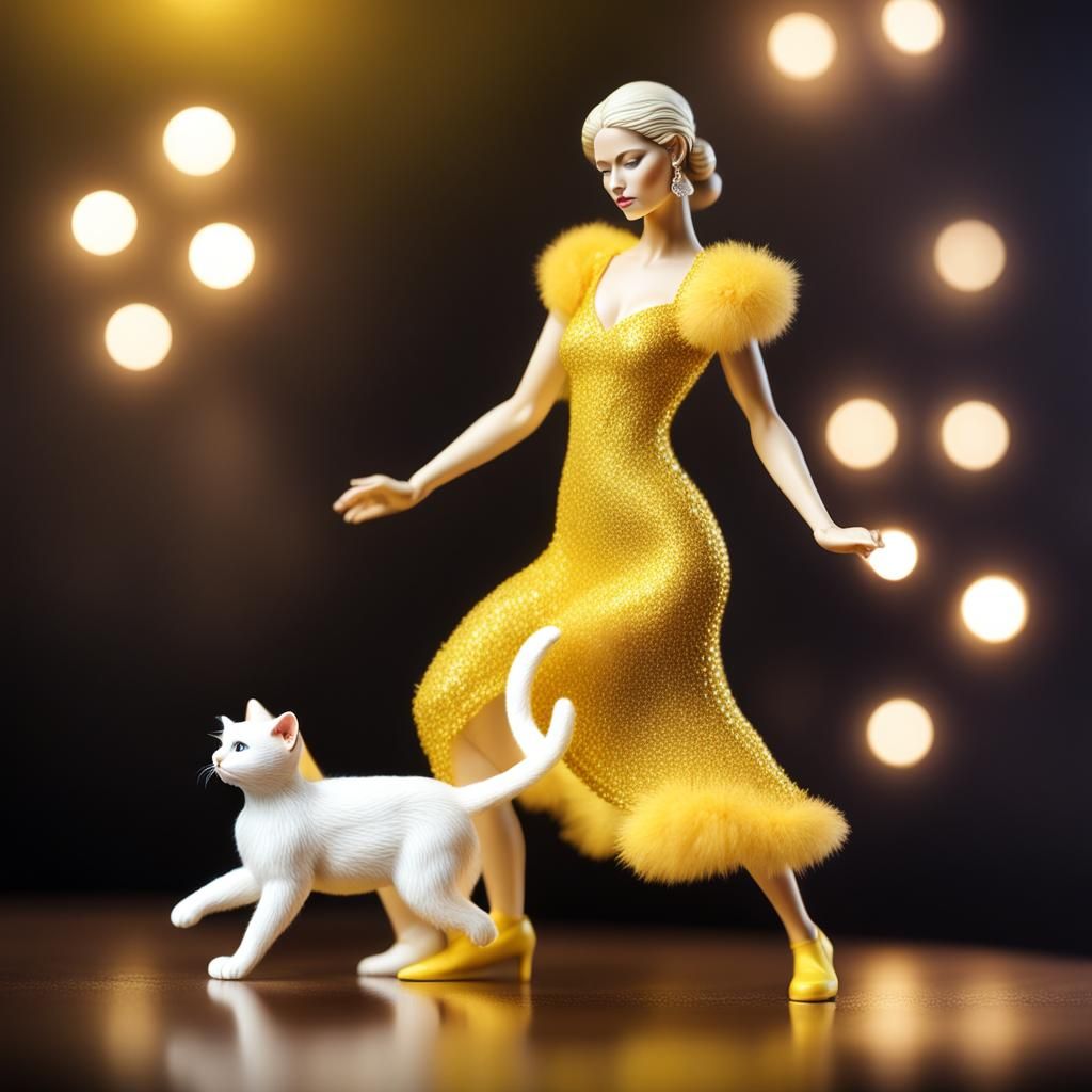 Woman and Cat Dancing Action Figure