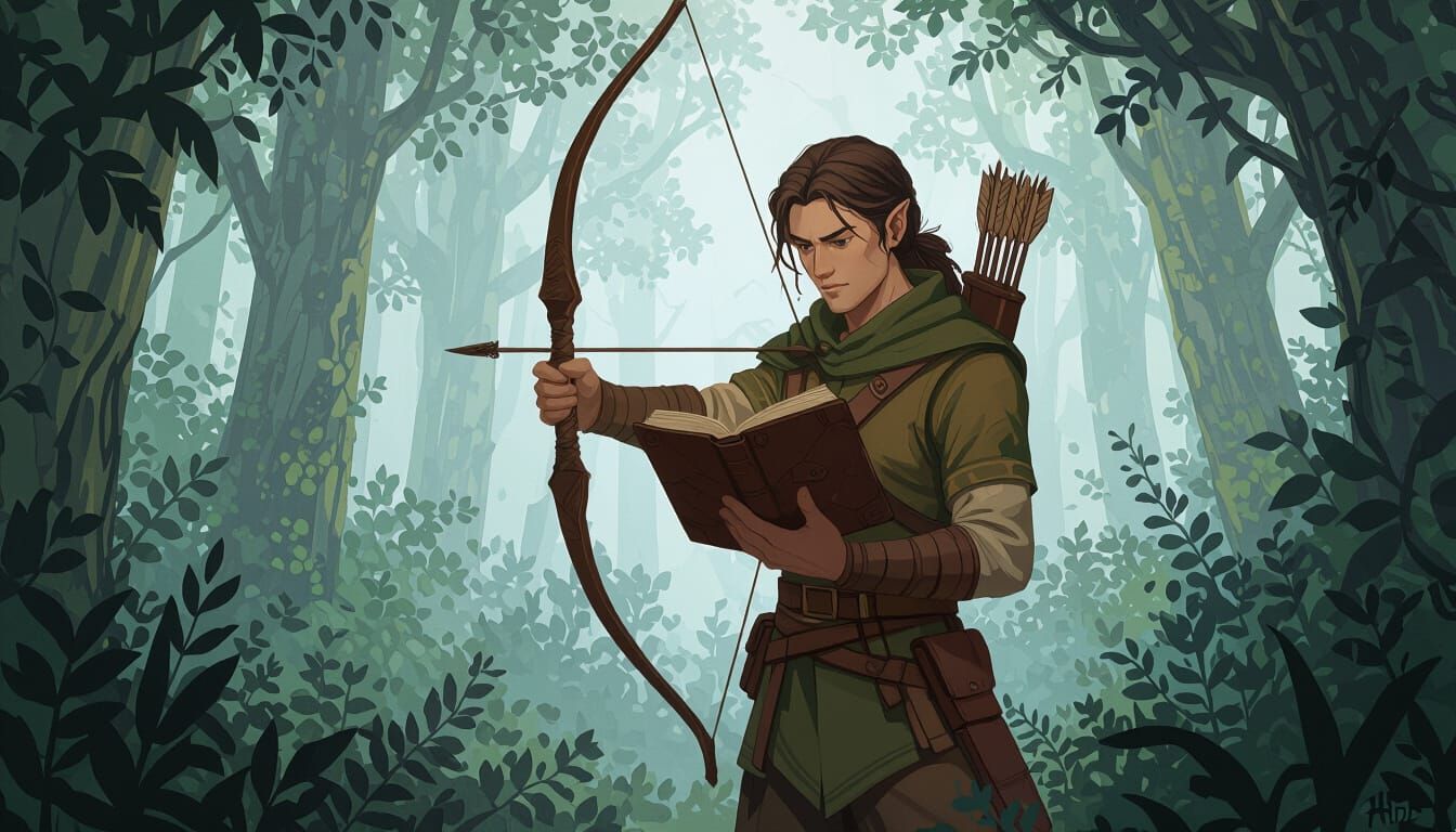 Lofi Archer Studies Map in Misty Forest