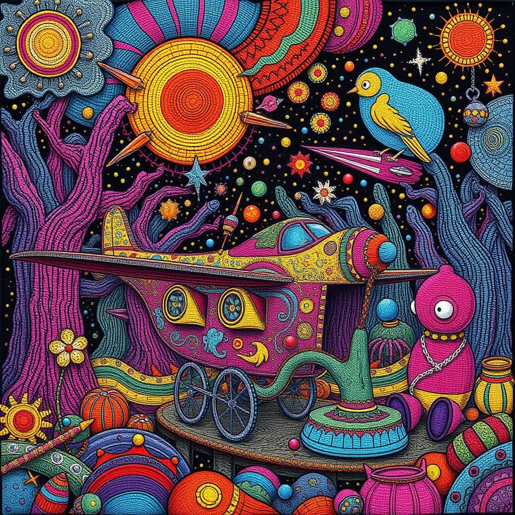 Ethereal Psychedelic Masterpiece in Intricate Impasto Croche...