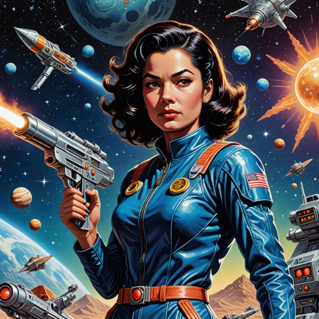 Galactic Empress Wields Cosmic Blaster