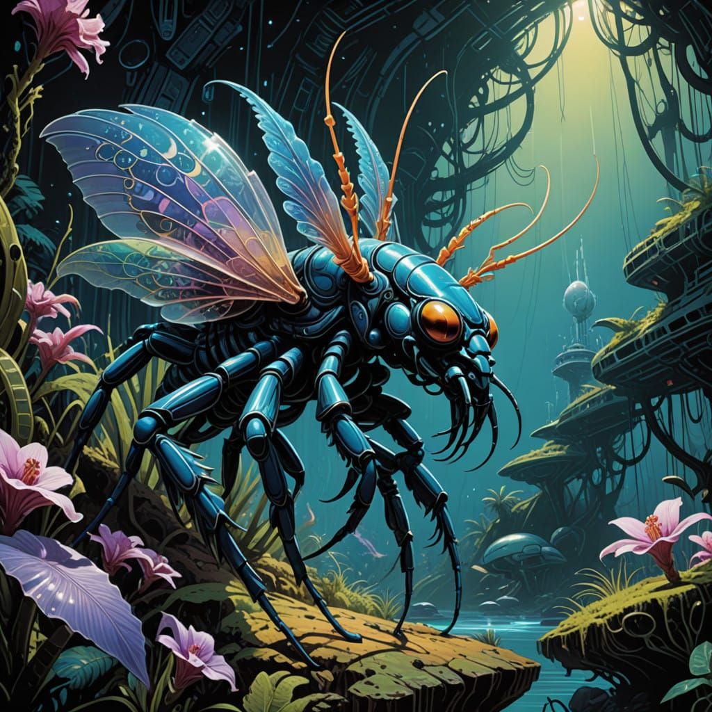 Alien Xeno-Biological Wonders on an Iridescent Exoplanet