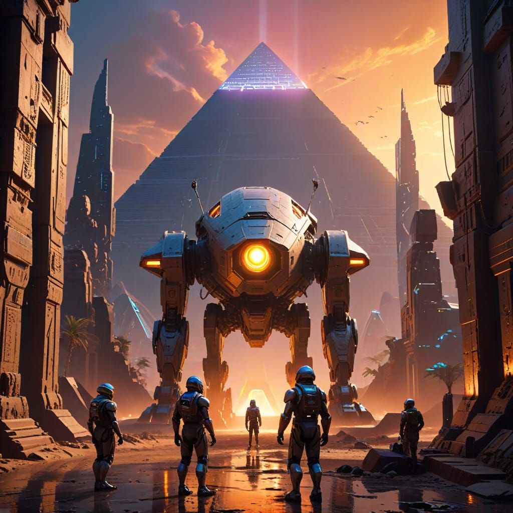 Futuristic City Portal: Egypt-Meets-Sci-Fi Concept Art