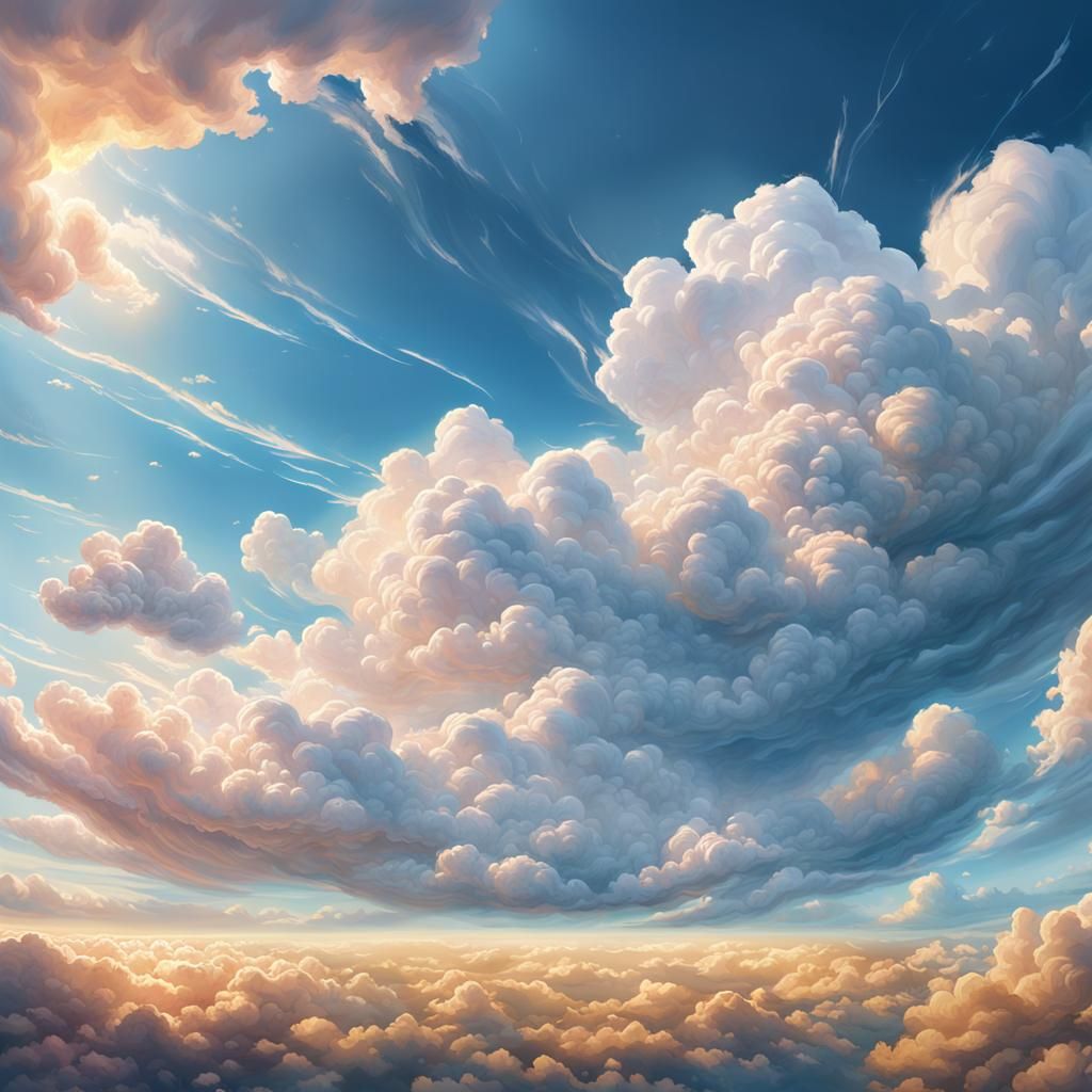 Serene Summer Sky with Cumulus Clouds