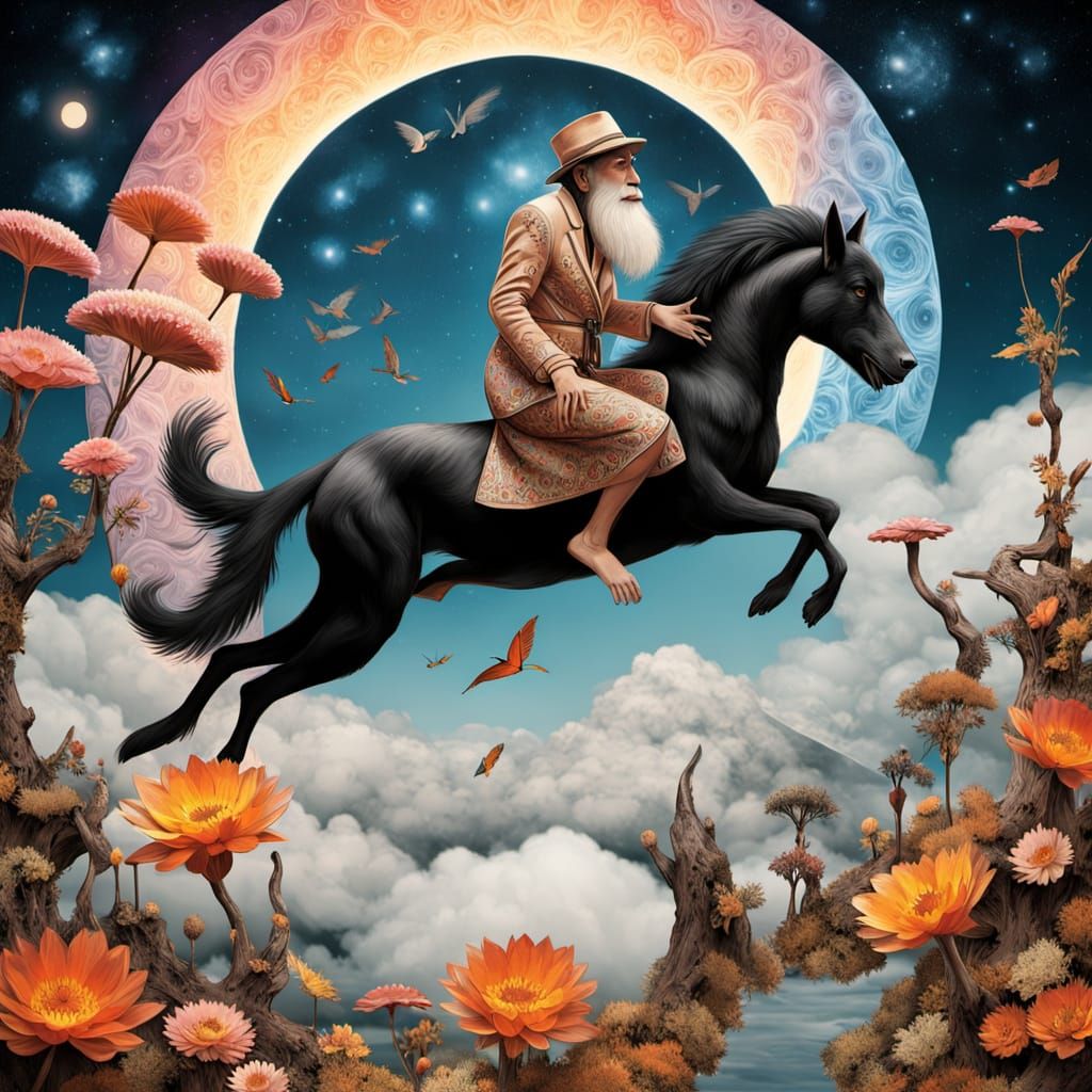 Surreal Tea Party on Floating Island in Ethereal Style