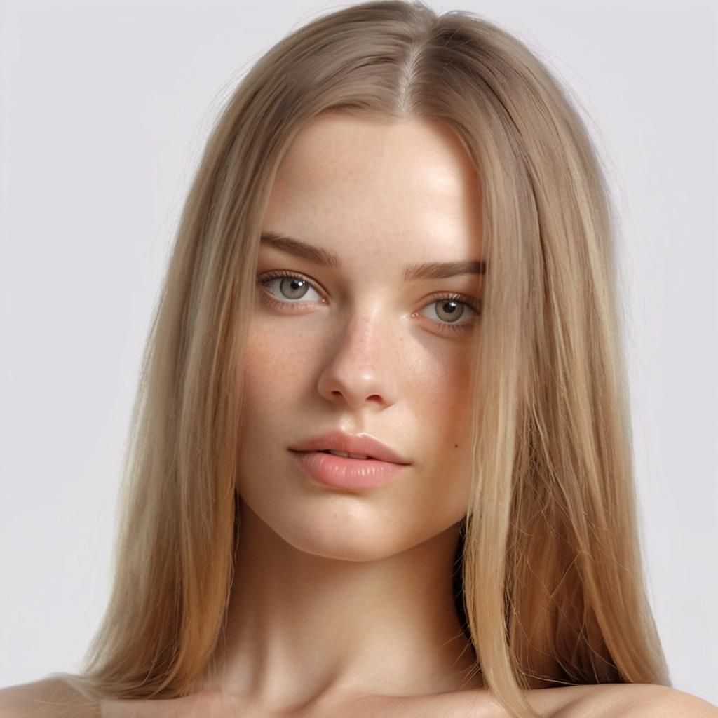 close up of a beautiful young woman with straight long hair