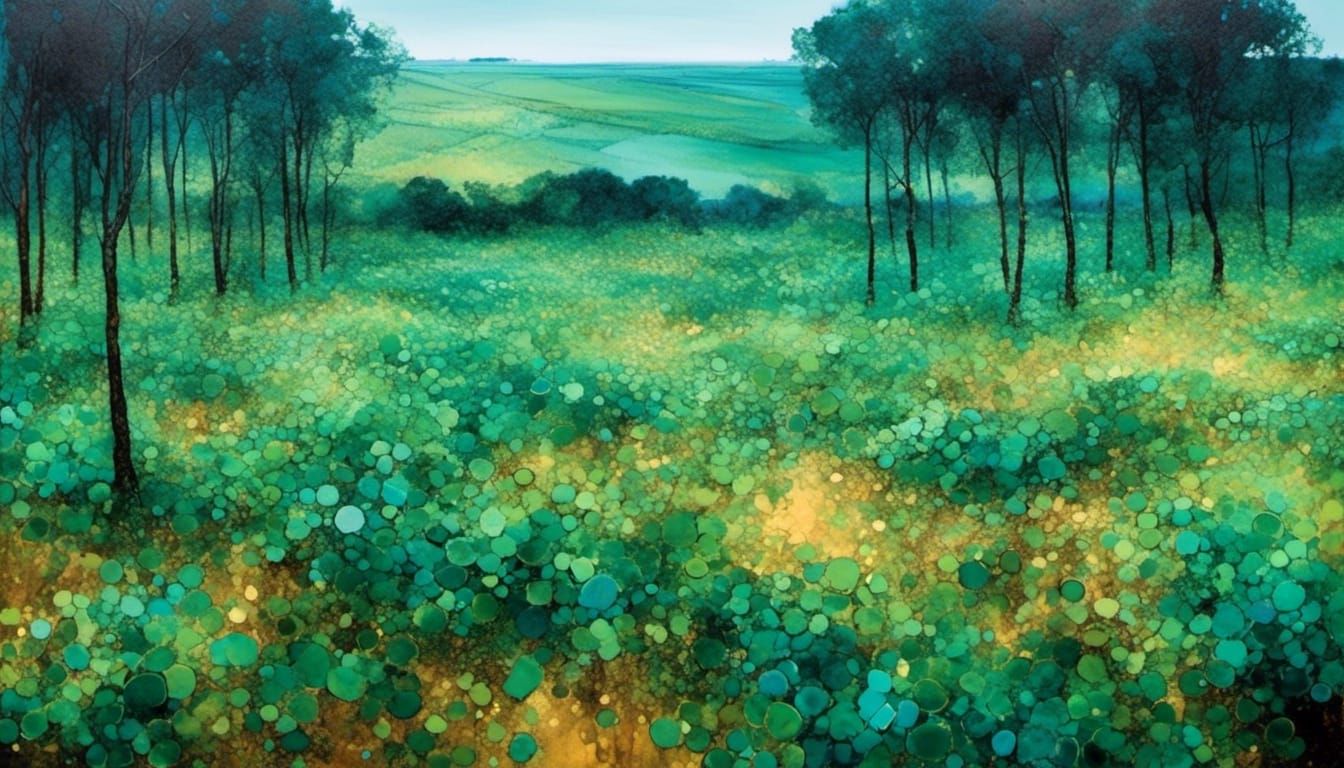 Impressionistic Hedge Maze Landscape in Impasto Style