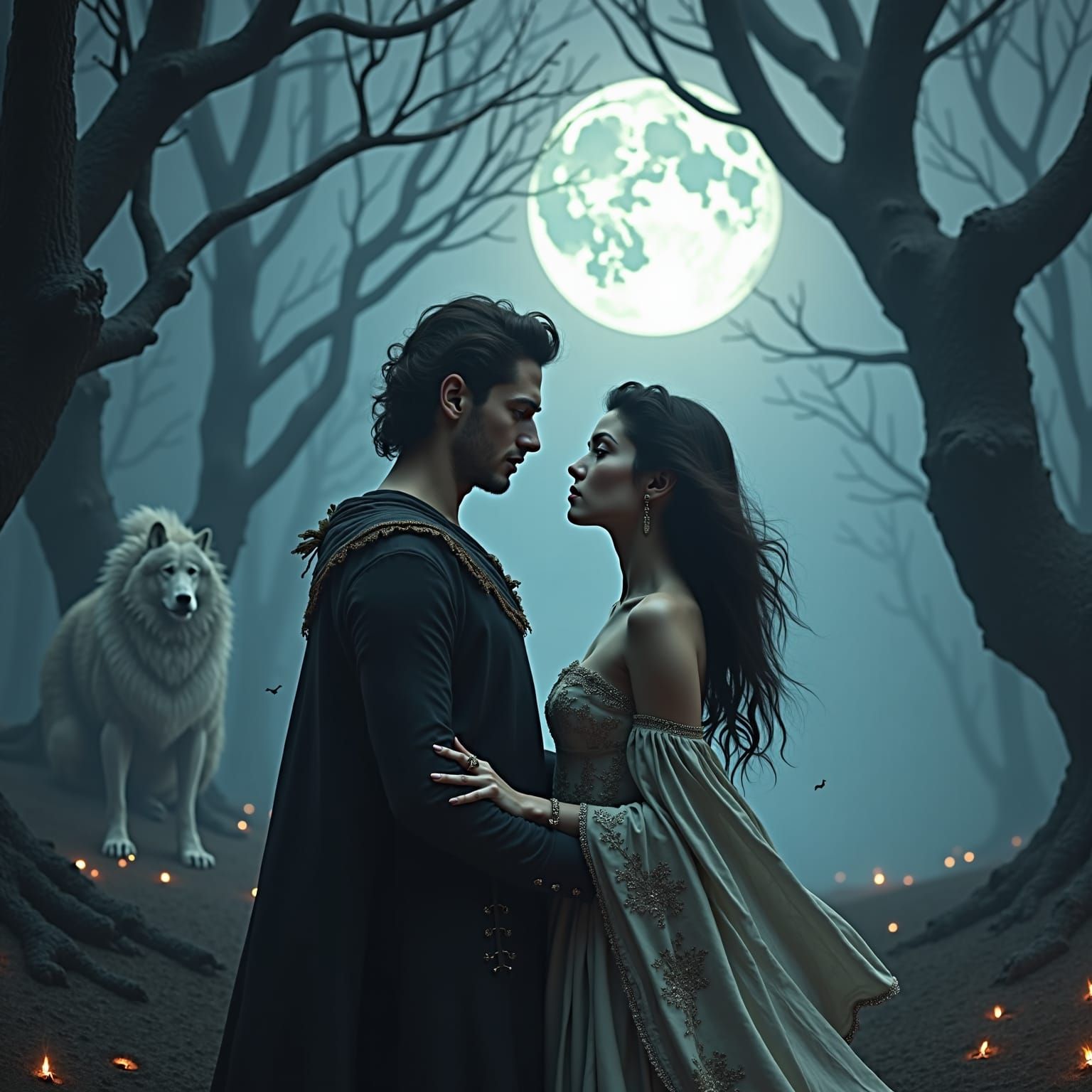 Gothic Werewolf Woman Under the Moon