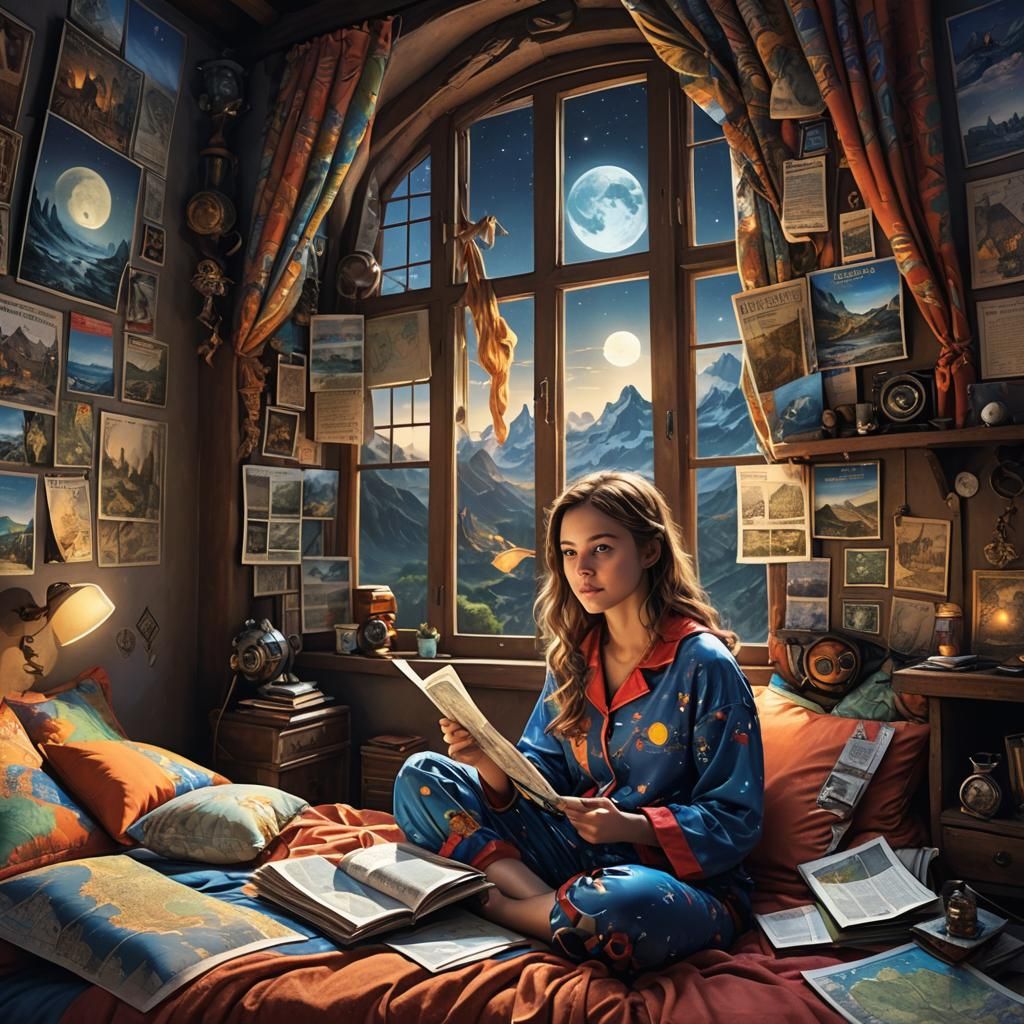 Fantasy Girl Awaiting Adventure, Matte Painting