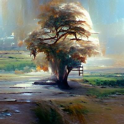 Tree in Oil Painting Style