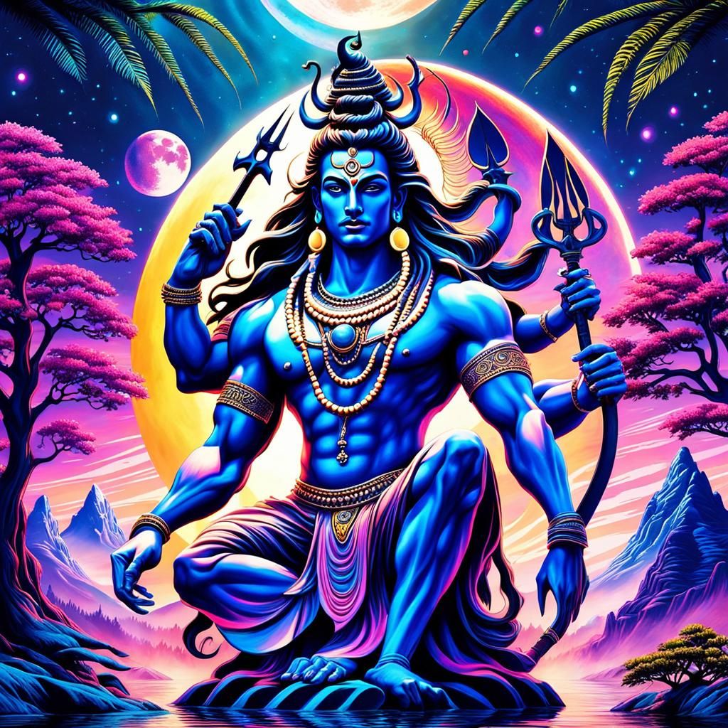Lord Shiva in Psychedelic Alien World