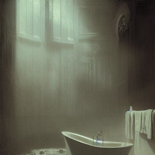Eerie Bathtub in Gothic Horror Style