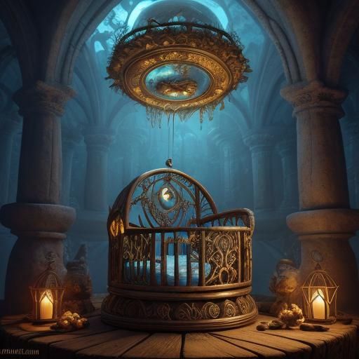 Mystical Chamber: Crying Baby in Ornate Crib