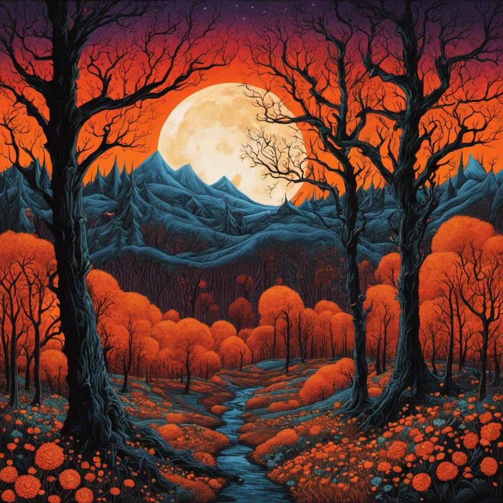 High Gothic Forest in Tim Burton Style