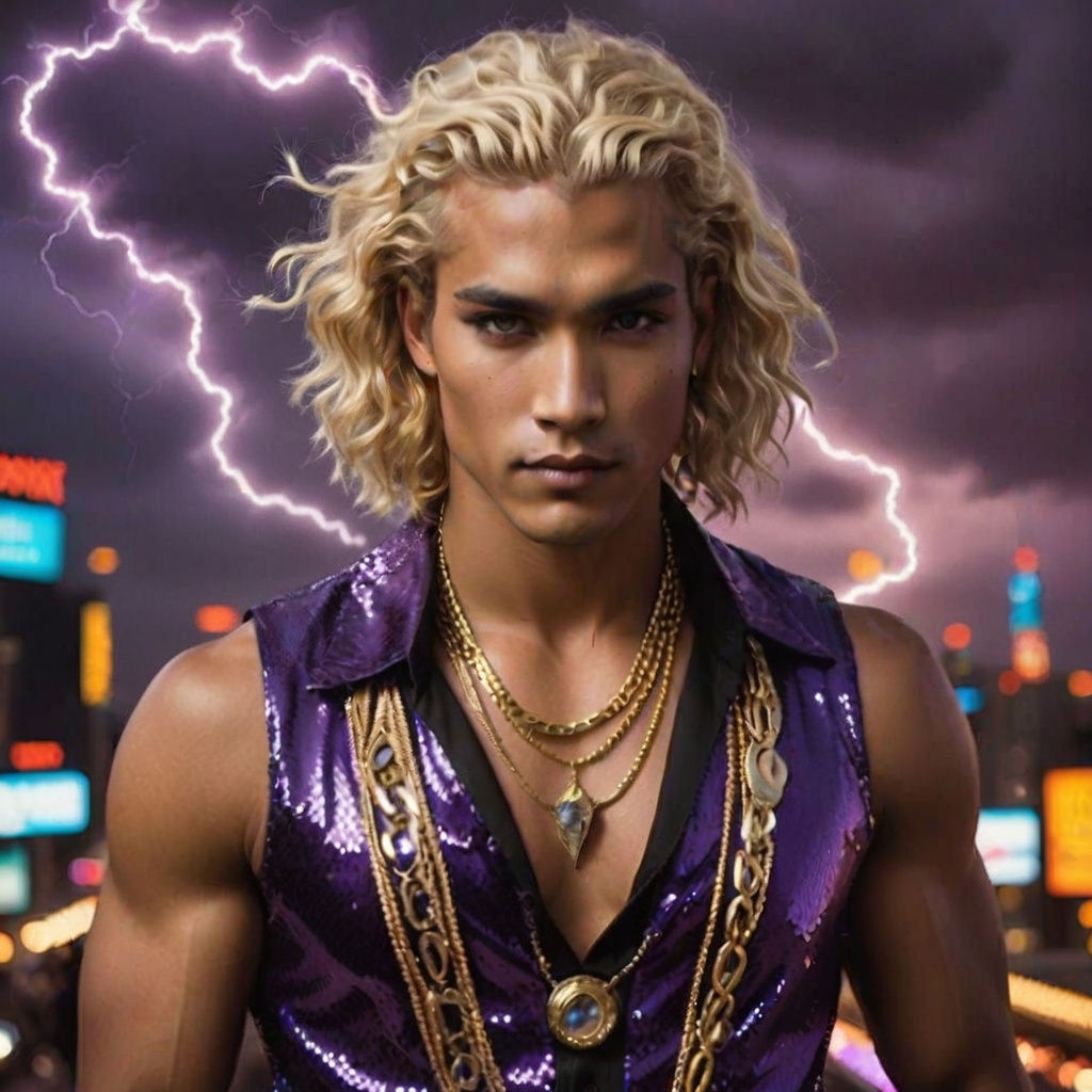 Glam Rock Magician with Purple Sequins