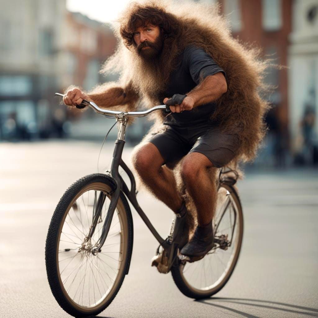 A Hairy Cyclist in Motion