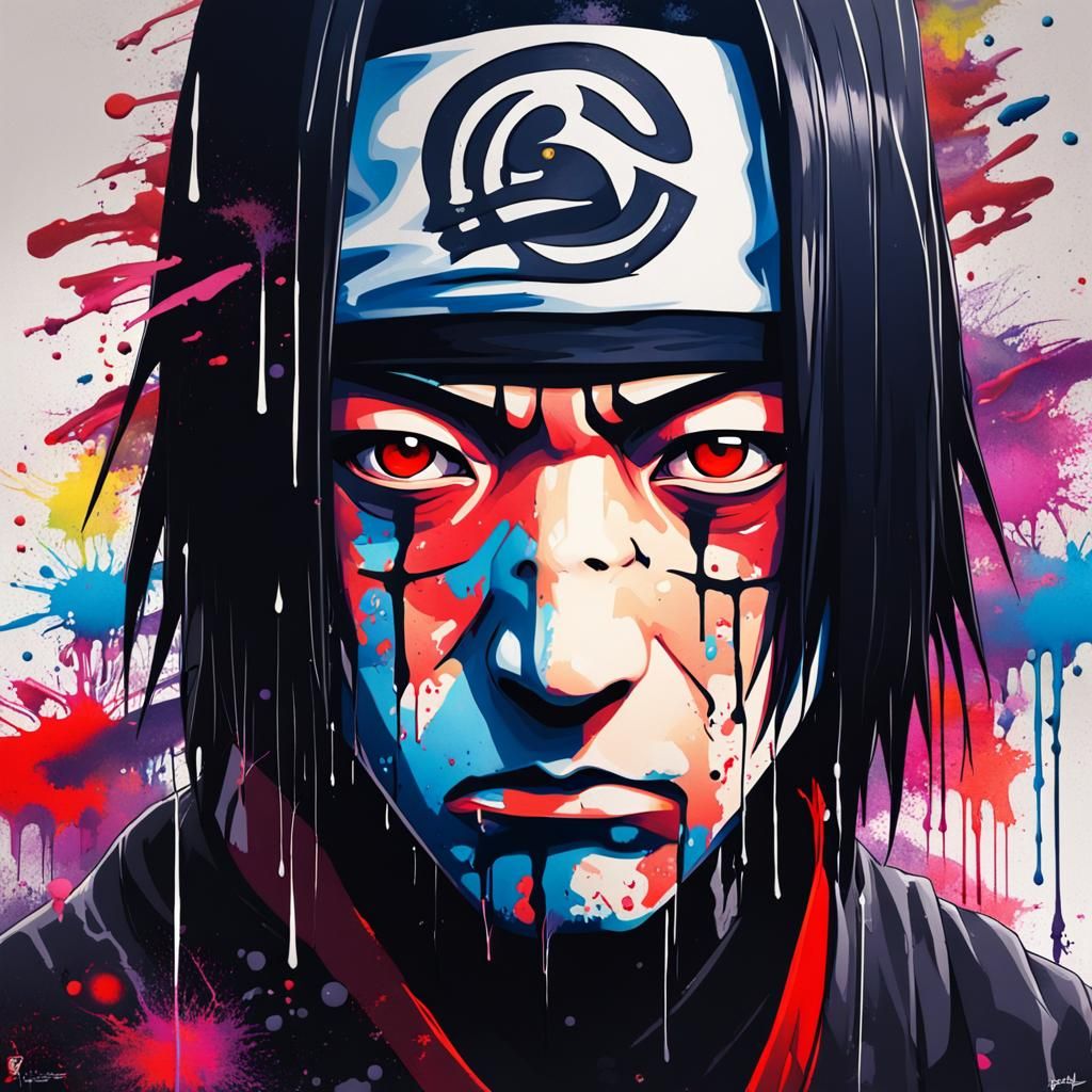 Itachi Uchiha Graffiti Art: Street Style Portrait