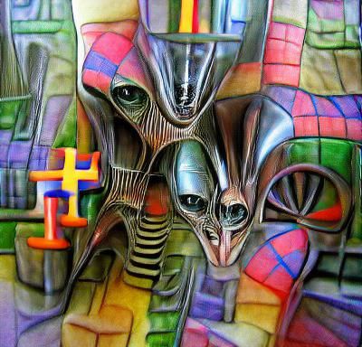 Psychedelic Alien Geometry in Cubist Style