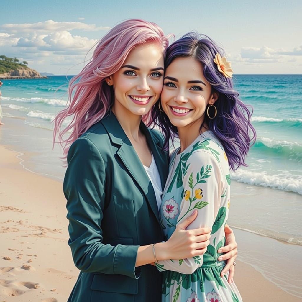 Beachside Reunion in Vibrant Colors