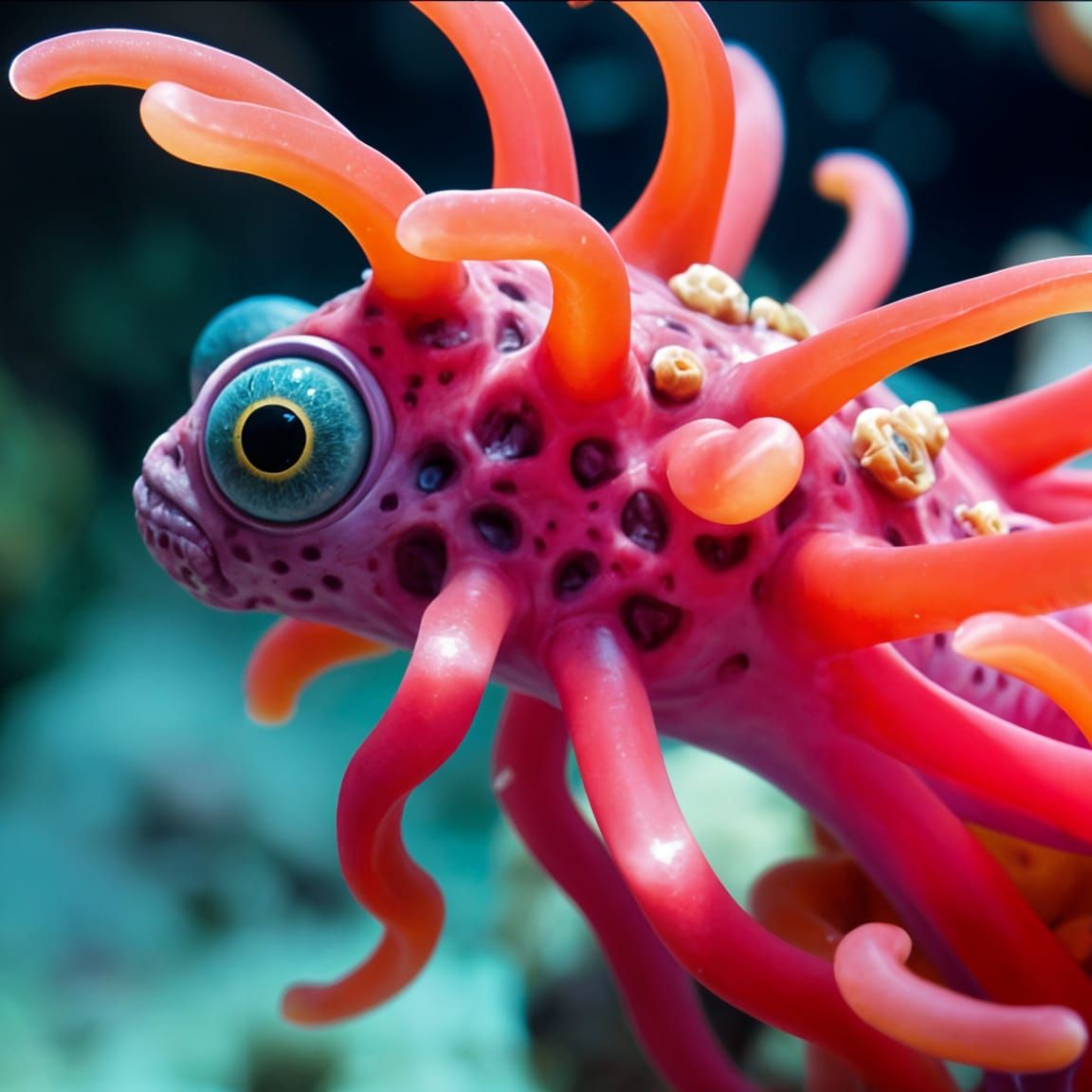Colorful Underwater Alien Species in Natural Habitat