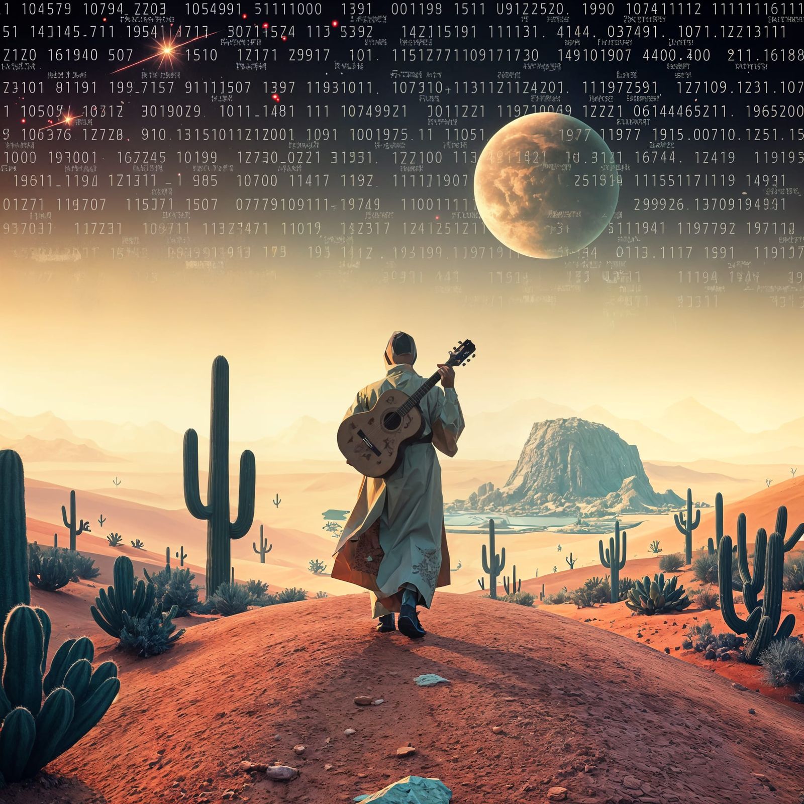 Polygon Troubadour Crosses a Glitchcore Desert