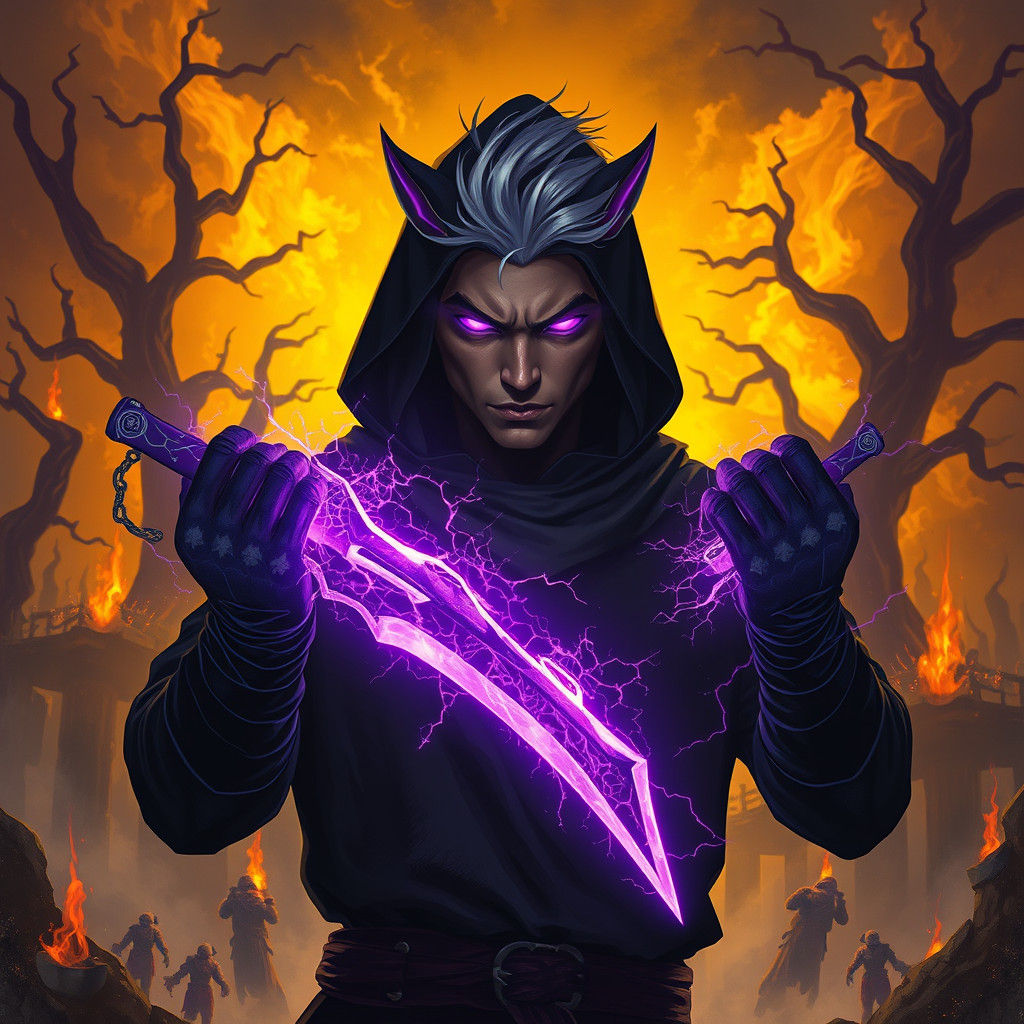 Brooding Soulknife Rogue in a Dark Fantasy Realm