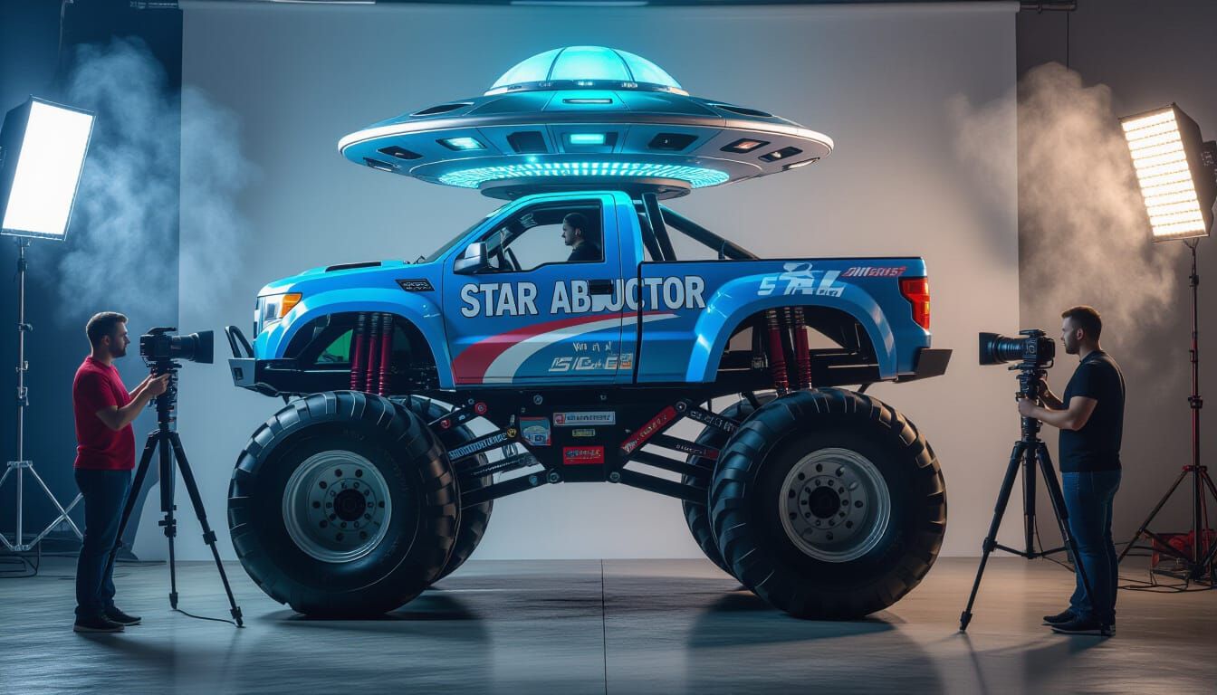 Star Abductor UFO Monster Truck with Sci-Fi Crew
