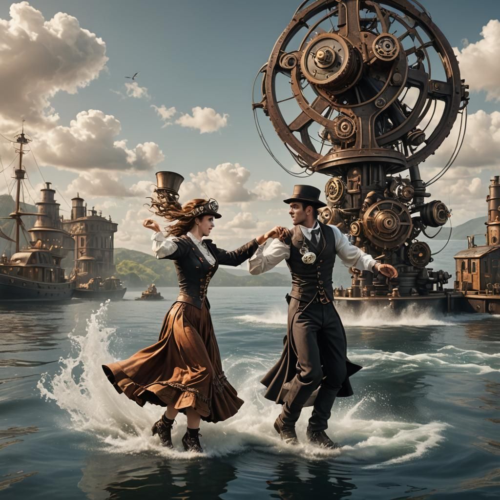 A couple dancing on the water