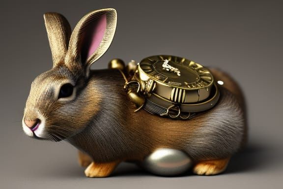 Steampunk Rabbit with Intricate Pocket Watch