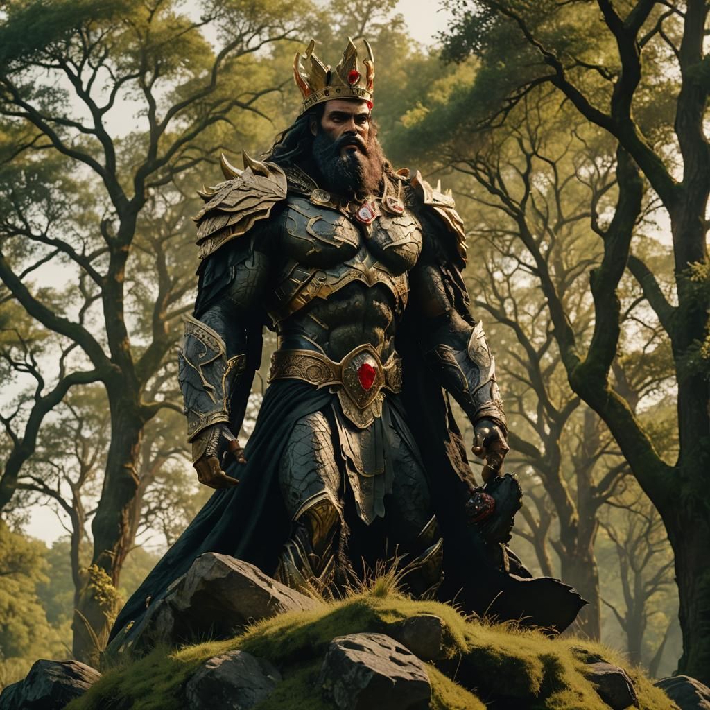 Majestic God on Rocky Planet, Inspired by Frazetta