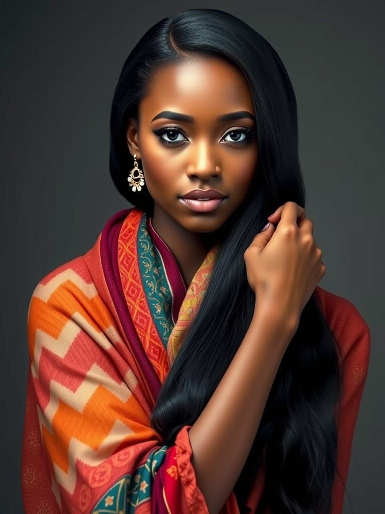 Ethiopian Woman Portrait in 3D Romantic Style