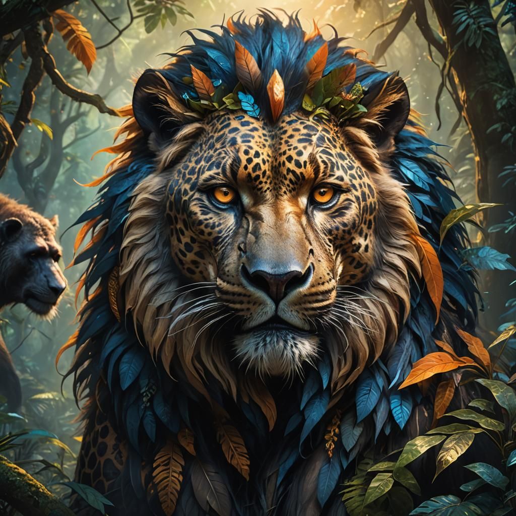 Mythological Leopard Hybrid in Mystical Forest