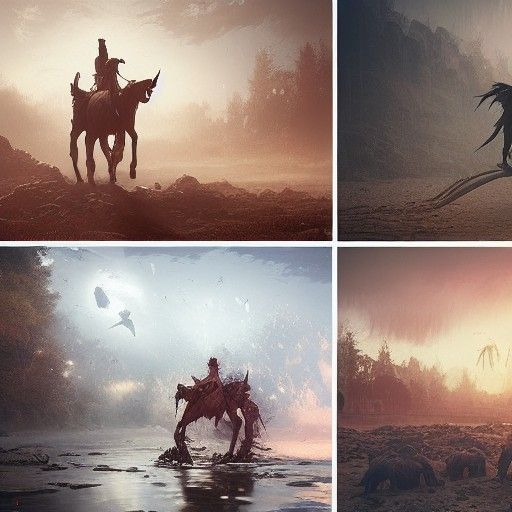 Apocalyptic Horsemen in Hyperdetailed Matte Photography
