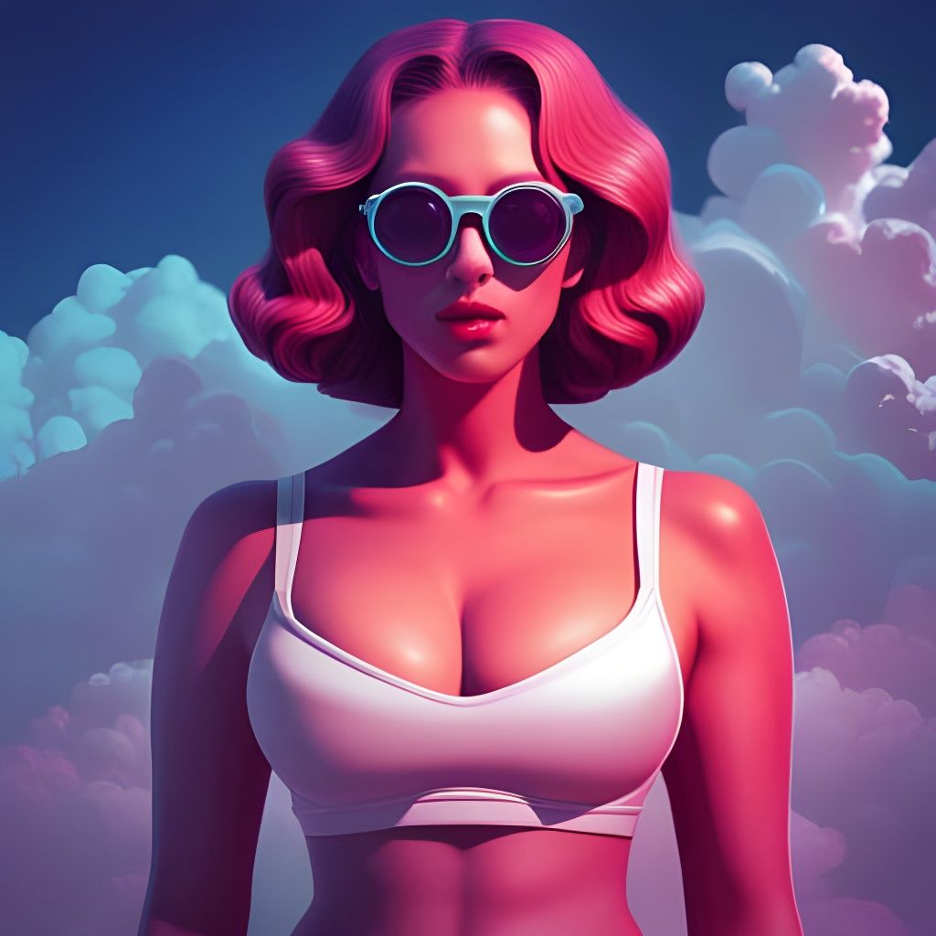 Surreal Woman Portrait with Clouds, Digital Art