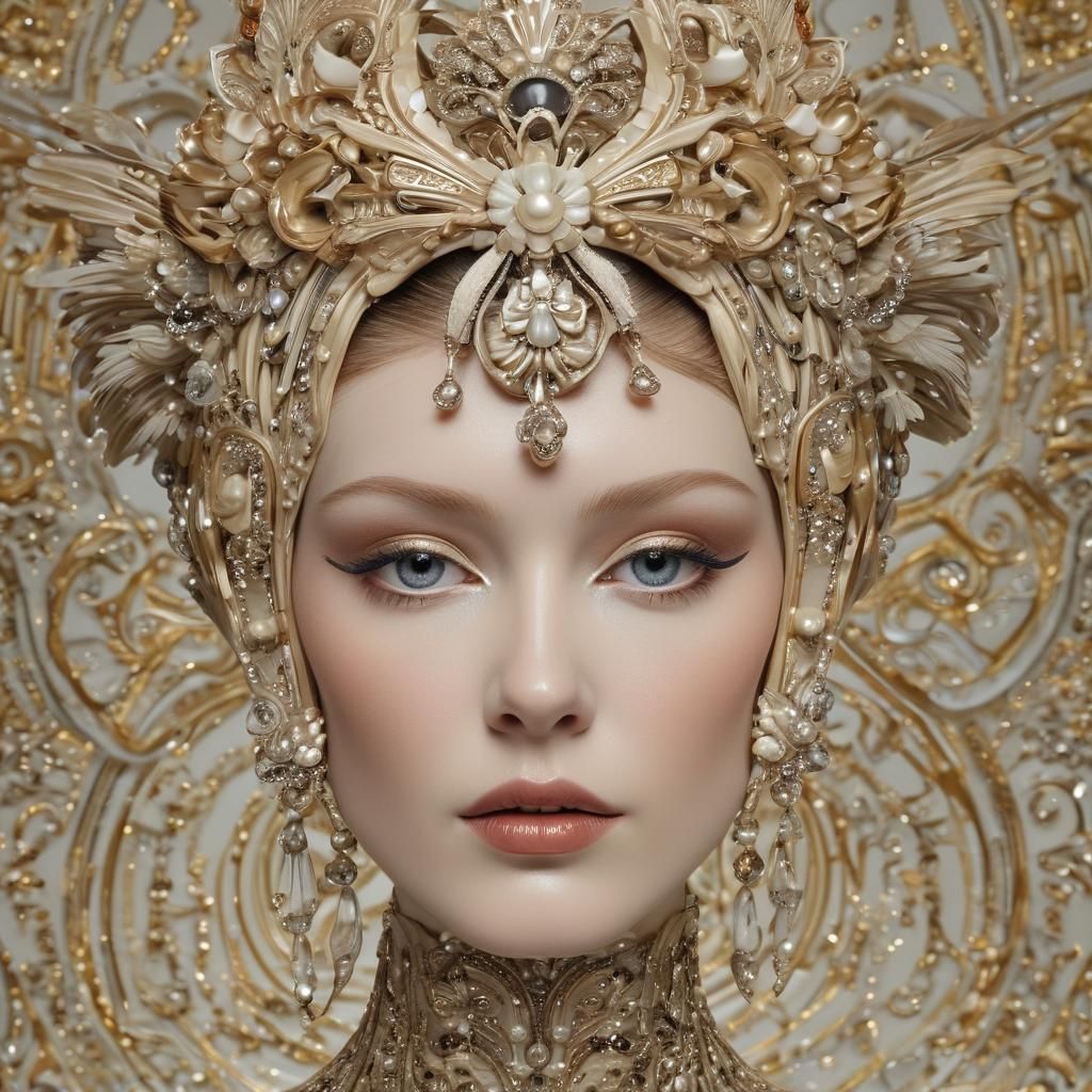 Hypermaximalist Art Deco Fashion Model Portrait