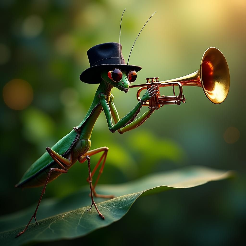 Praying Mantis Jazz Trumpet in 1920s Style