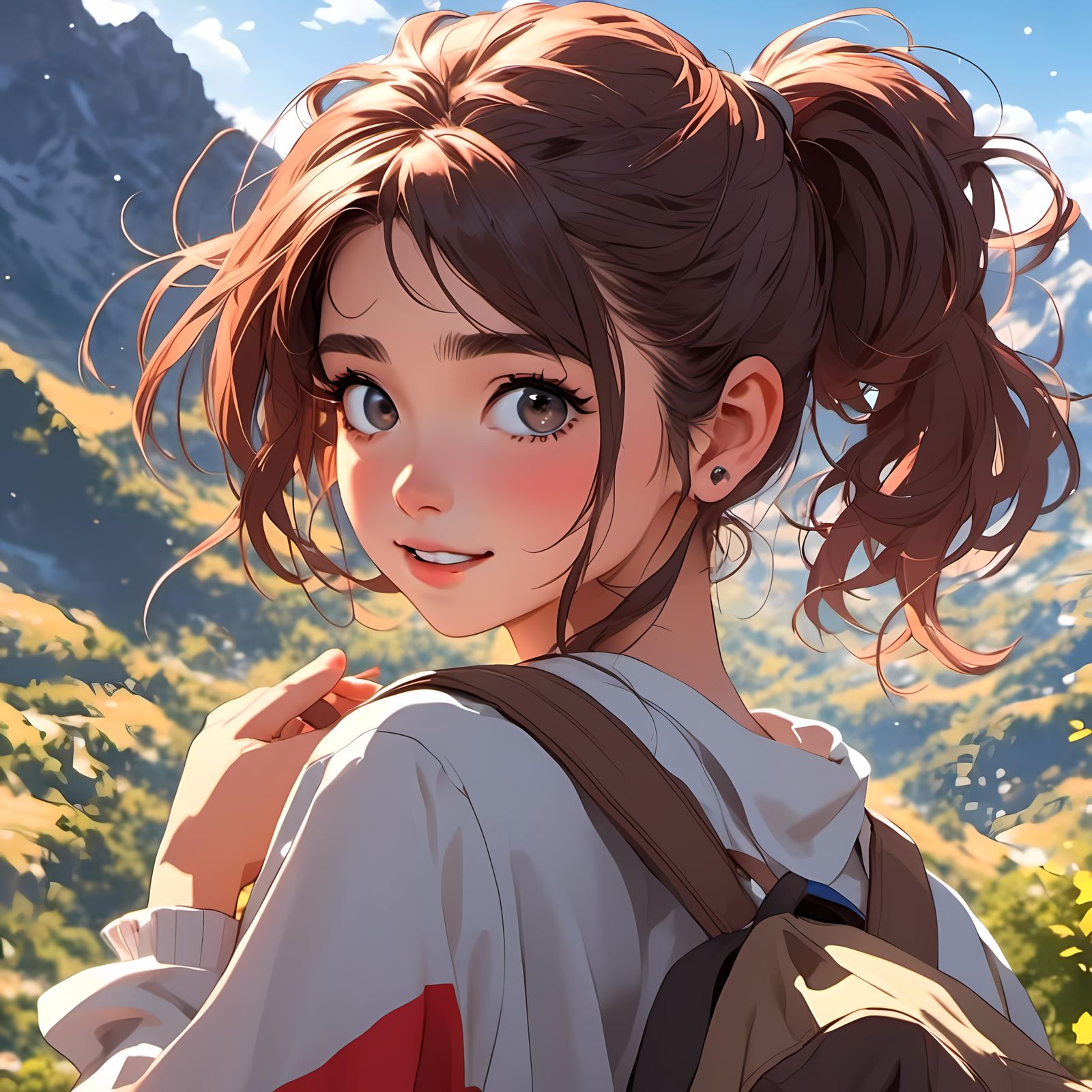 Backpacking Girl in 2.5D Anime Style