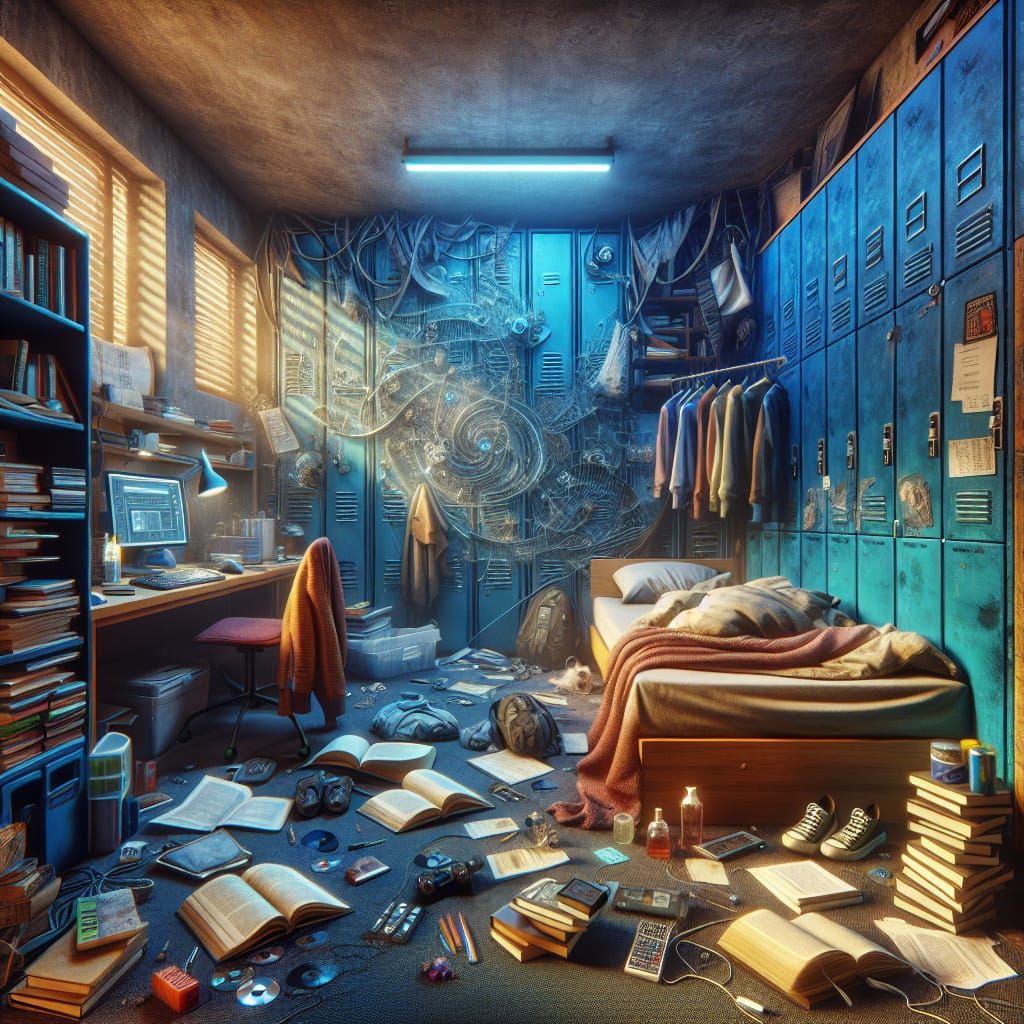 Disorganized Student Room as Matte Painting Concept Art