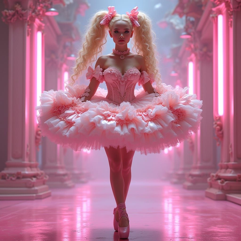 Ballerina in Cyberpunk Wonderland