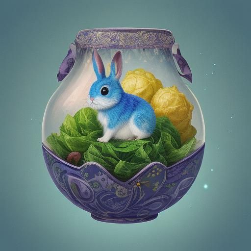 Rabbit and Cabbage in Space: Pixel Art