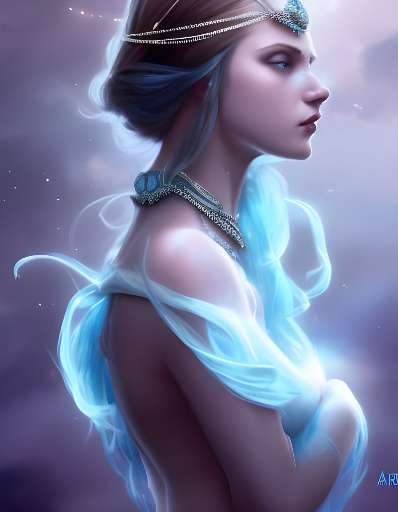 Mystical Woman with Ice Blue Eyes in 8k