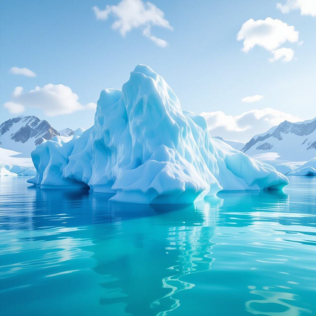 Crystalline Icebergs on Turquoise Sea: Digital Art