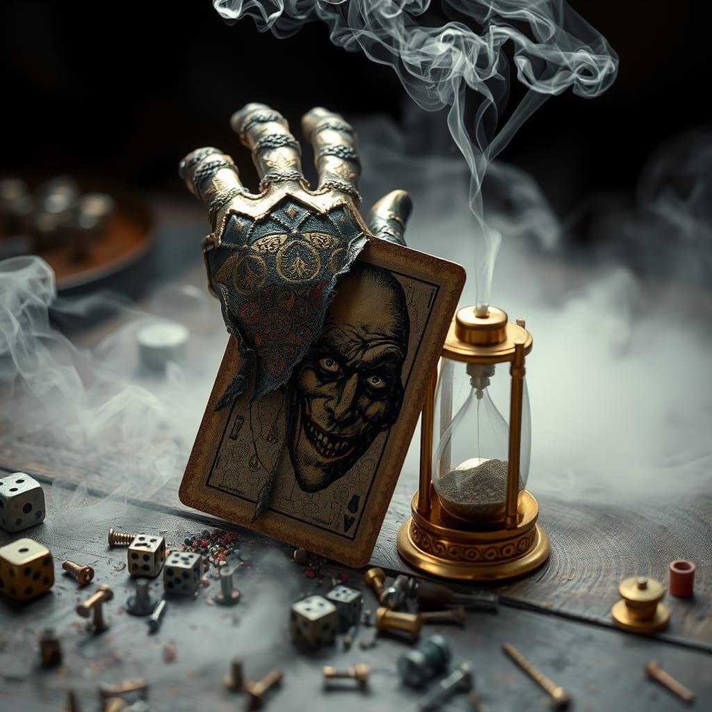 Surreal Metallic Hand Emerges in Dreamlike Scene