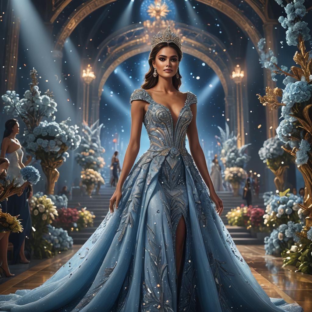 Miss Colombia in Starry Blue Gown